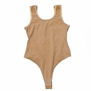 Pink Lily Beige Bodysuit with Cream Trim LIKE NEW